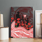 Sydney Swans ANZAC Day Canvas Wall Art Indigenous Dot Art with Poppy Flower Tribute