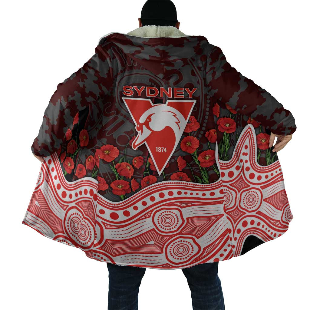 Sydney Swans ANZAC Day Cloak Indigenous Dot Art with Poppy Flower Tribute