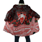 Sydney Swans ANZAC Day Cloak Indigenous Dot Art with Poppy Flower Tribute
