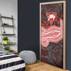 Sydney Swans ANZAC Day Door Cover Indigenous Dot Art with Poppy Flower Tribute