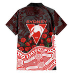 Sydney Swans ANZAC Day Family Matching Mermaid Dress and Hawaiian Shirt Indigenous Dot Art with Poppy Flower Tribute