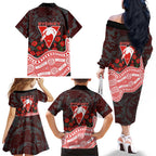 Sydney Swans ANZAC Day Family Matching Off The Shoulder Long Sleeve Dress and Hawaiian Shirt Indigenous Dot Art with Poppy Flower Tribute