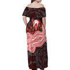 Sydney Swans ANZAC Day Family Matching Off Shoulder Maxi Dress and Hawaiian Shirt Indigenous Dot Art with Poppy Flower Tribute