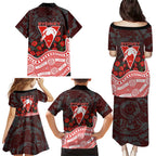 Sydney Swans ANZAC Day Family Matching Puletasi and Hawaiian Shirt Indigenous Dot Art with Poppy Flower Tribute