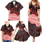 Sydney Swans ANZAC Day Family Matching Summer Maxi Dress and Hawaiian Shirt Indigenous Dot Art with Poppy Flower Tribute