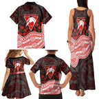 Sydney Swans ANZAC Day Family Matching Tank Maxi Dress and Hawaiian Shirt Indigenous Dot Art with Poppy Flower Tribute