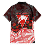 Sydney Swans ANZAC Day Family Matching Tank Maxi Dress and Hawaiian Shirt Indigenous Dot Art with Poppy Flower Tribute
