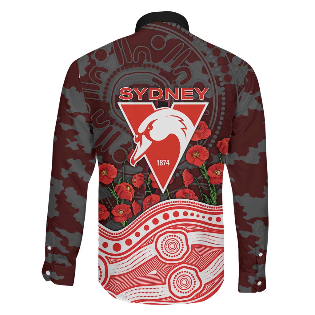 Sydney Swans ANZAC Day Family Matching Tank Maxi Dress and Hawaiian Shirt Indigenous Dot Art with Poppy Flower Tribute
