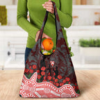 Sydney Swans ANZAC Day Grocery Bag Indigenous Dot Art with Poppy Flower Tribute