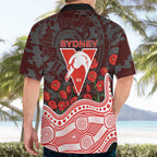 Sydney Swans ANZAC Day Hawaiian Shirt Indigenous Dot Art with Poppy Flower Tribute