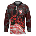 Sydney Swans ANZAC Day Hockey Jersey Indigenous Dot Art with Poppy Flower Tribute