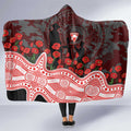 Sydney Swans ANZAC Day Hooded Blanket Indigenous Dot Art with Poppy Flower Tribute