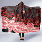 Sydney Swans ANZAC Day Hooded Blanket Indigenous Dot Art with Poppy Flower Tribute