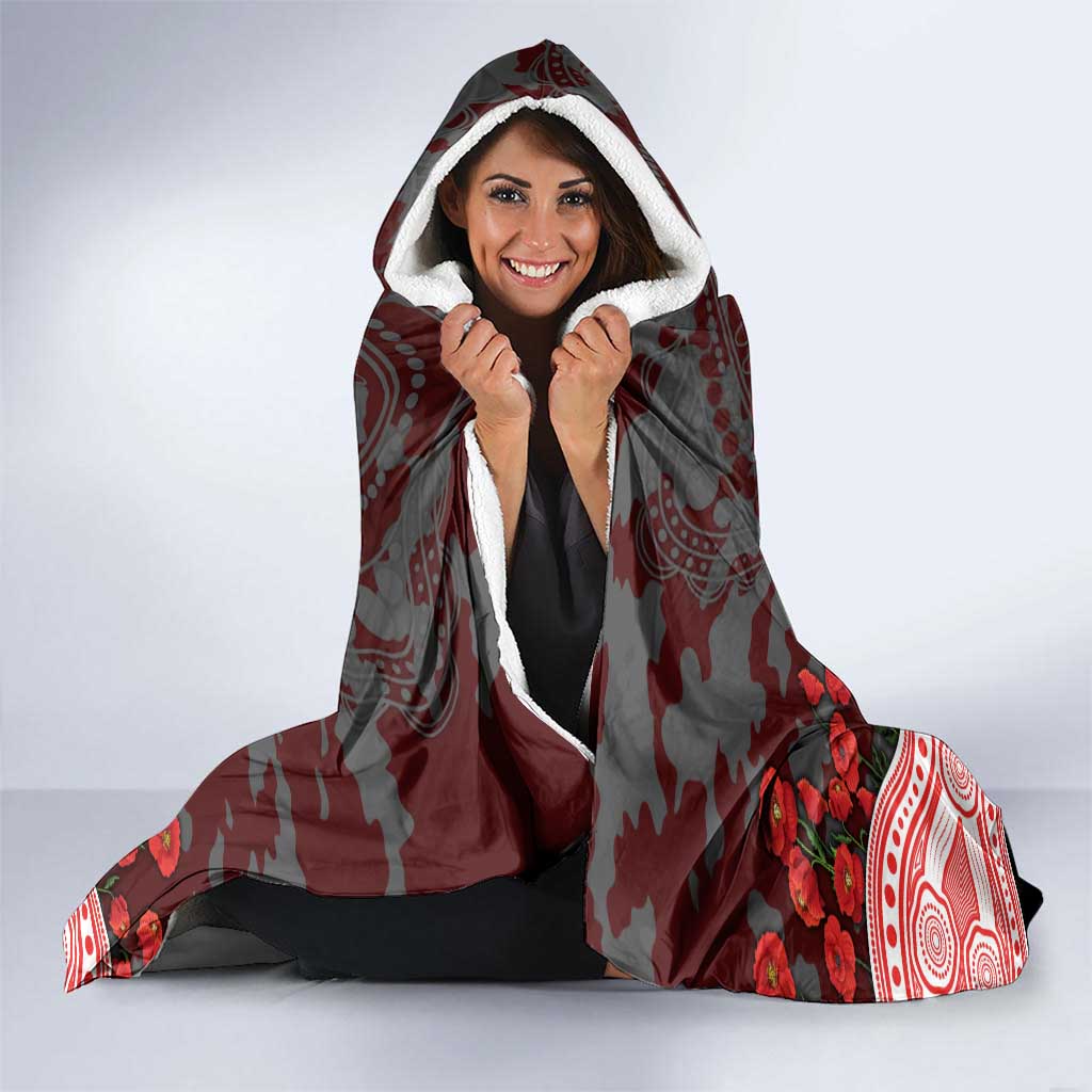 Sydney Swans ANZAC Day Hooded Blanket Indigenous Dot Art with Poppy Flower Tribute