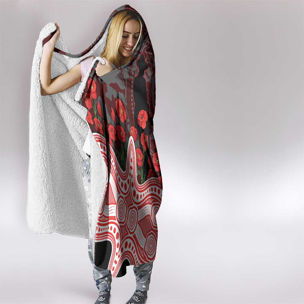 Sydney Swans ANZAC Day Hooded Blanket Indigenous Dot Art with Poppy Flower Tribute