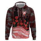 Sydney Swans ANZAC Day Hoodie Indigenous Dot Art with Poppy Flower Tribute