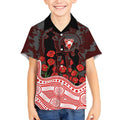 Sydney Swans ANZAC Day Kid Hawaiian Shirt Indigenous Dot Art with Poppy Flower Tribute