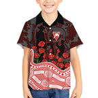 Sydney Swans ANZAC Day Kid Hawaiian Shirt Indigenous Dot Art with Poppy Flower Tribute