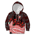Sydney Swans ANZAC Day Kid Hoodie Indigenous Dot Art with Poppy Flower Tribute
