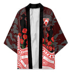Sydney Swans ANZAC Day Kimono Indigenous Dot Art with Poppy Flower Tribute