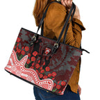 Sydney Swans ANZAC Day Leather Tote Bag Indigenous Dot Art with Poppy Flower Tribute