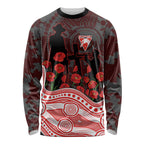 Sydney Swans ANZAC Day Long Sleeve Shirt Indigenous Dot Art with Poppy Flower Tribute