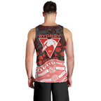 Sydney Swans ANZAC Day Men Tank Top Indigenous Dot Art with Poppy Flower Tribute
