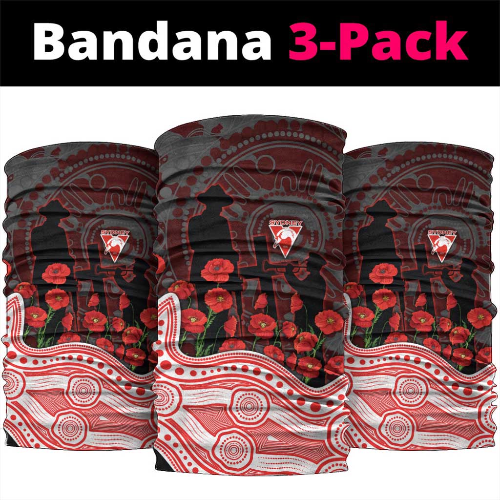 Sydney Swans ANZAC Day Neck Gaiter Indigenous Dot Art with Poppy Flower Tribute