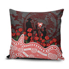 Sydney Swans ANZAC Day Pillow Cover Indigenous Dot Art with Poppy Flower Tribute