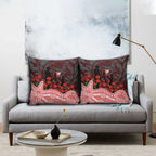 Sydney Swans ANZAC Day Pillow Cover Indigenous Dot Art with Poppy Flower Tribute