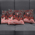 Sydney Swans ANZAC Day Pillow Cover Indigenous Dot Art with Poppy Flower Tribute