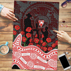 Sydney Swans ANZAC Day Puzzle Indigenous Dot Art with Poppy Flower Tribute