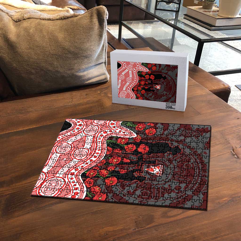Sydney Swans ANZAC Day Puzzle Indigenous Dot Art with Poppy Flower Tribute