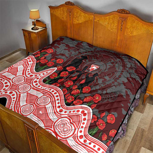 Sydney Swans ANZAC Day Quilt Indigenous Dot Art with Poppy Flower Tribute