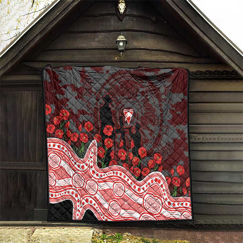 Sydney Swans ANZAC Day Quilt Indigenous Dot Art with Poppy Flower Tribute