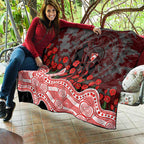 Sydney Swans ANZAC Day Quilt Indigenous Dot Art with Poppy Flower Tribute