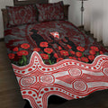 Sydney Swans ANZAC Day Quilt Bed Set Indigenous Dot Art with Poppy Flower Tribute
