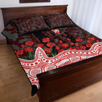 Sydney Swans ANZAC Day Quilt Bed Set Indigenous Dot Art with Poppy Flower Tribute