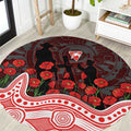 Sydney Swans ANZAC Day Round Carpet Indigenous Dot Art with Poppy Flower Tribute