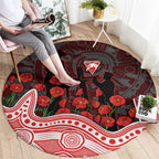 Sydney Swans ANZAC Day Round Carpet Indigenous Dot Art with Poppy Flower Tribute