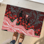 Sydney Swans ANZAC Day Rubber Doormat Indigenous Dot Art with Poppy Flower Tribute
