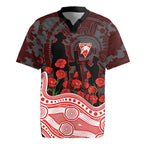 Sydney Swans ANZAC Day Rugby Jersey Indigenous Dot Art with Poppy Flower Tribute