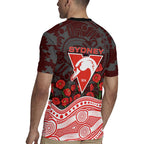 Sydney Swans ANZAC Day Rugby Jersey Indigenous Dot Art with Poppy Flower Tribute