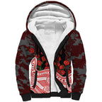 Sydney Swans ANZAC Day Sherpa Hoodie Indigenous Dot Art with Poppy Flower Tribute