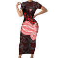 Sydney Swans ANZAC Day Short Sleeve Bodycon Dress Indigenous Dot Art with Poppy Flower Tribute