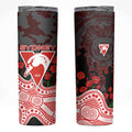 Sydney Swans ANZAC Day Skinny Tumbler Indigenous Dot Art with Poppy Flower Tribute