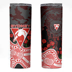 Sydney Swans ANZAC Day Skinny Tumbler Indigenous Dot Art with Poppy Flower Tribute