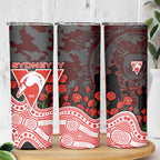 Sydney Swans ANZAC Day Skinny Tumbler Indigenous Dot Art with Poppy Flower Tribute