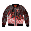 Sydney Swans ANZAC Day Sleeve Zip Bomber Jacket Indigenous Dot Art with Poppy Flower Tribute