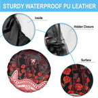 Sydney Swans ANZAC Day Spare Tire Cover Indigenous Dot Art with Poppy Flower Tribute